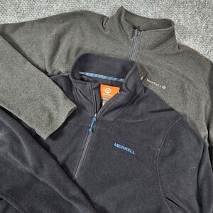 Merrell Mens Fleece Lot of 2 Jacket Full Zip Black Blue Accent‎ Size L G Outdoor